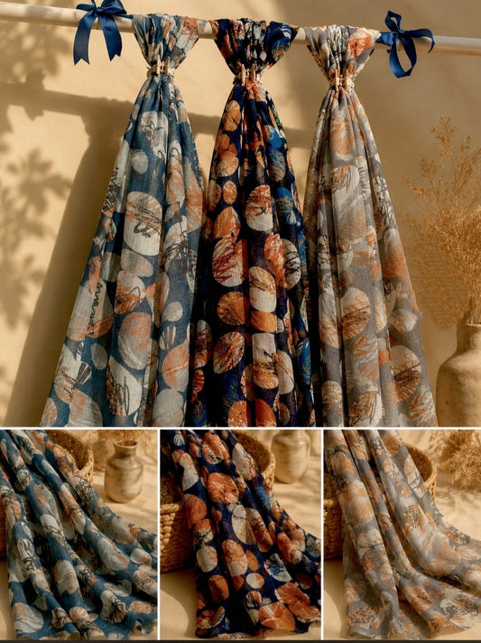 Abstract Print Lawn Scarf